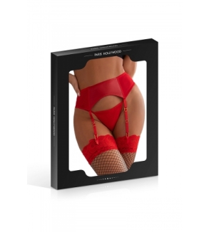 Porte-jarretelles wetlook avec string rouge