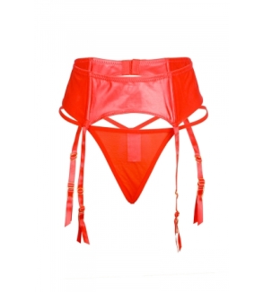 Porte-jarretelles wetlook avec string rouge