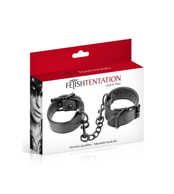 Menottes simili cuir ajustables - Fetish Tentation