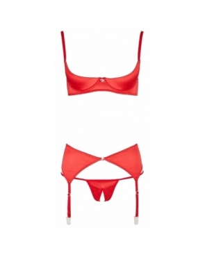 Ensemble lingerie 3 pièces ouvert rouge - Cottelli Lingerie