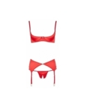 Ensemble lingerie 3 pièces ouvert rouge - Cottelli Lingerie