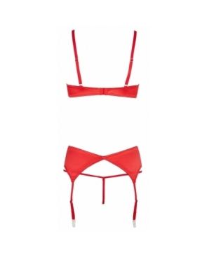 Ensemble lingerie 3 pièces ouvert rouge - Cottelli Lingerie