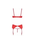 Ensemble lingerie 3 pièces ouvert rouge - Cottelli Lingerie