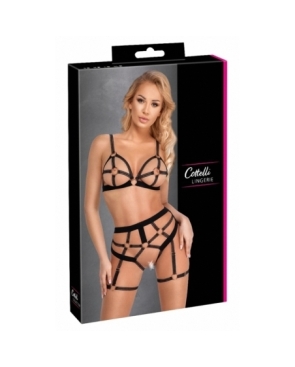 Set lingerie BDSM harnais noir - Cotelli Lingerie