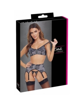 Ensemble coquin ouvert 3 pièces gris - Cottelli Lingerie