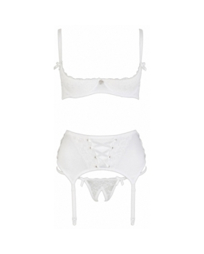 Ensemble lingerie 3 pièces ouvert blanc - Cottelli Lingerie