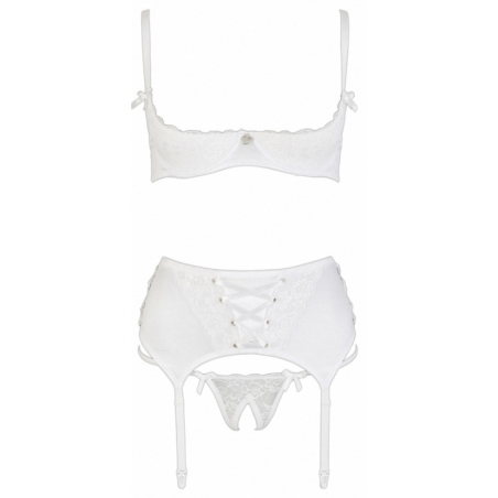 Ensemble lingerie 3 pièces ouvert blanc - Cottelli Lingerie