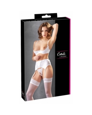 Ensemble lingerie 3 pièces ouvert blanc - Cottelli Lingerie