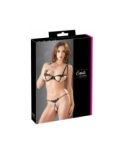 Ensemble dentelle string ouvert et seins nus noir - Cottelli Lingerie