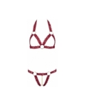 Ensemble string ouvert et seins nus bordeaux - Cottelli Lingerie