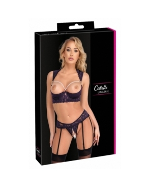 Ensemble lingerie ouverte violet - Cotelli Lingerie