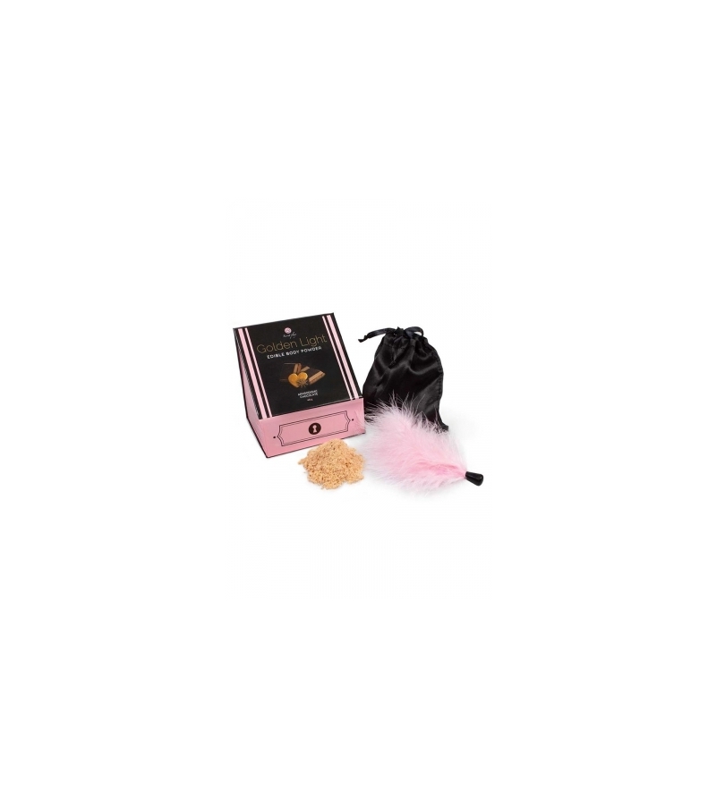 Kit poudre comestible chocolat aphrodisiaque et plumeau - Secret Play