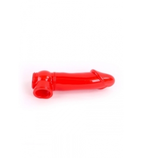 Gaine de pénis semi-réaliste rouge 19x4,5 cm - Zizi