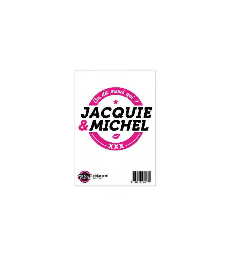 Grand sticker Jacquie & Michel rond blanc