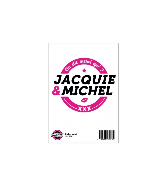 Grand sticker Jacquie & Michel rond blanc