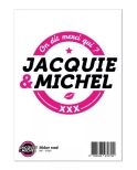 Grand sticker Jacquie & Michel rond blanc