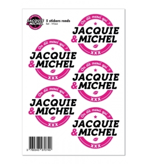 5 stickers J&M blanc logo rond