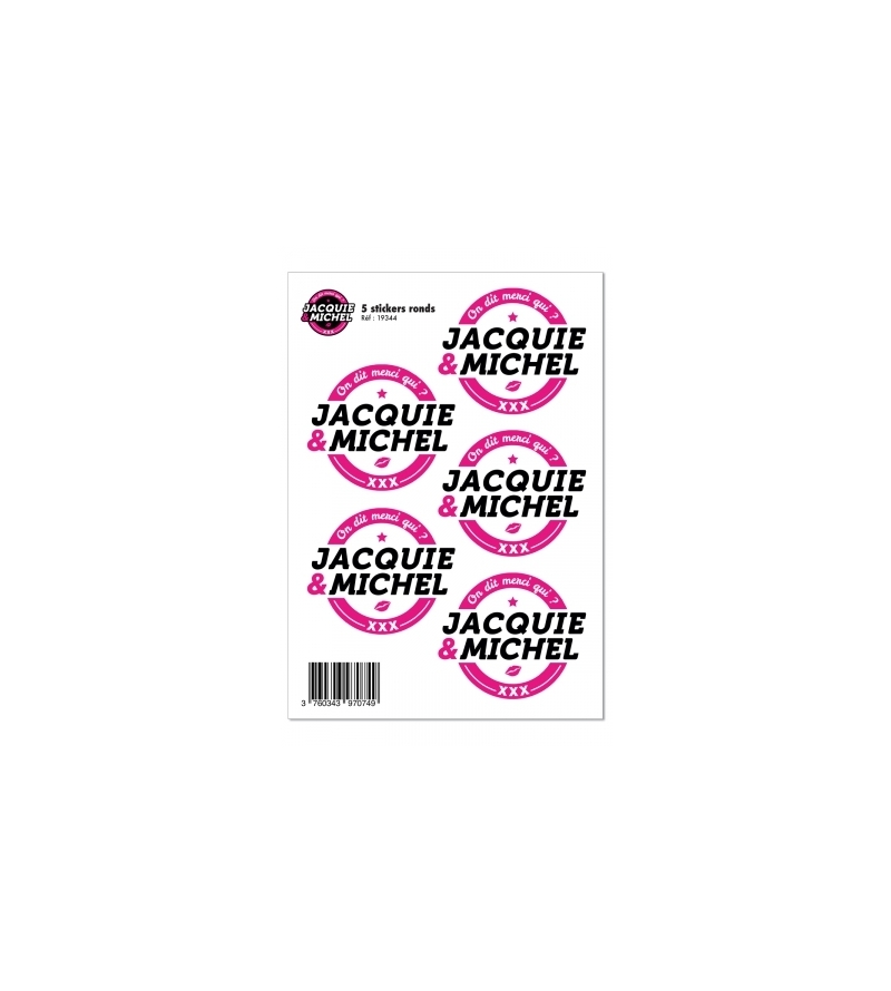 5 stickers J&M blanc logo rond