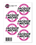 5 stickers J&M blanc logo rond