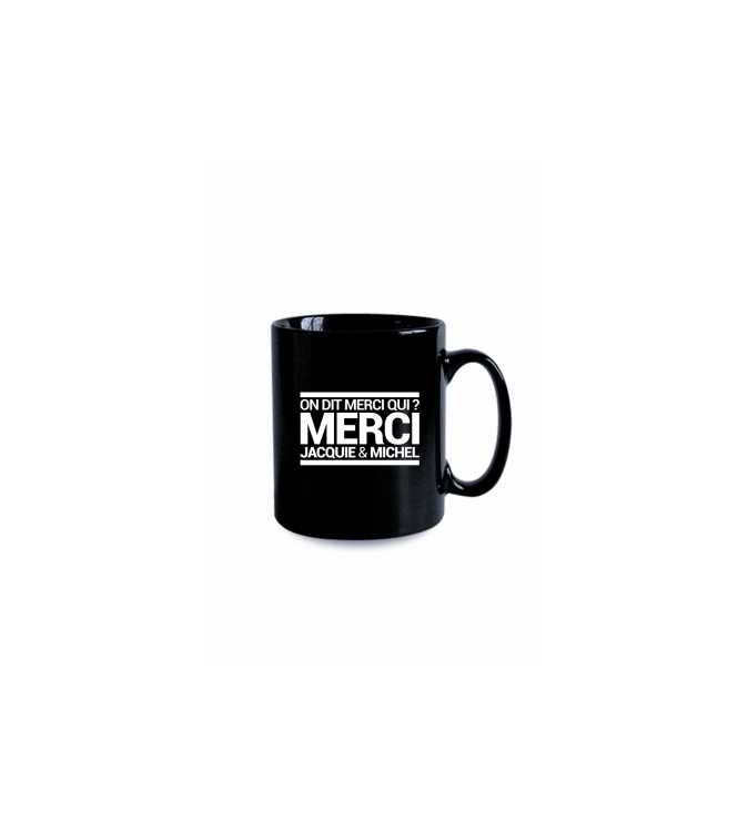 Mug noir J&M - On dit merci qui ?