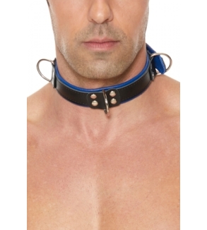 Collier Bondage Deluxe bleu et noir - Ouch!