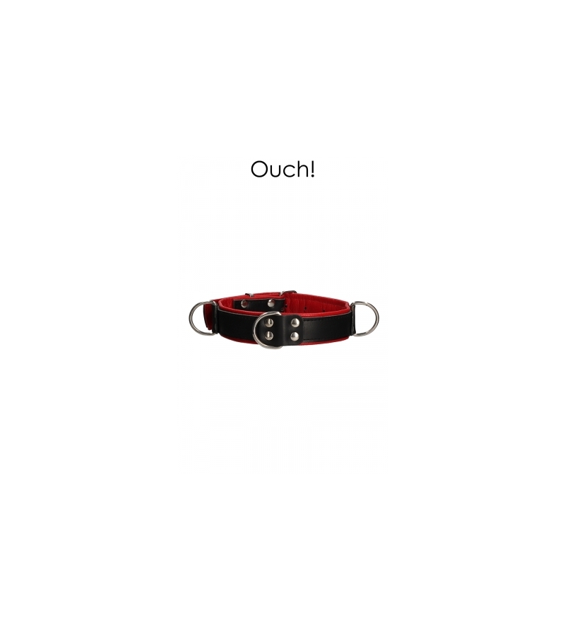 Collier Bondage Deluxe rouge et noir - Ouch!