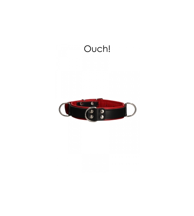 Collier Bondage Deluxe rouge et noir - Ouch!