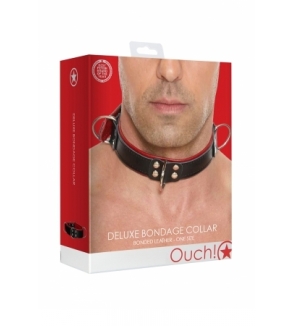 Collier Bondage Deluxe rouge et noir - Ouch!