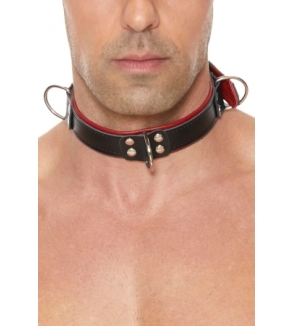 Collier Bondage Deluxe rouge et noir - Ouch!