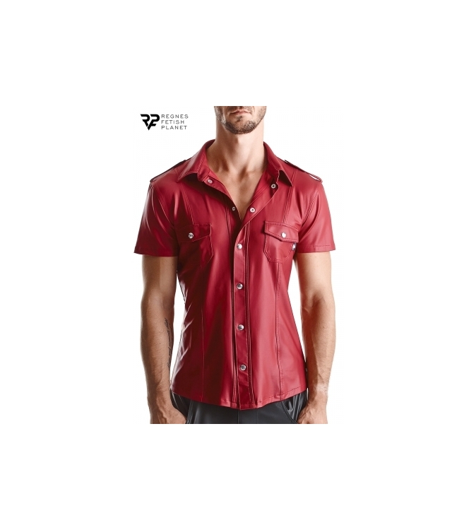 Chemise manches courtes wetlook rouge Carlo - Regnes