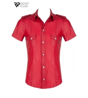 Chemise manches courtes wetlook rouge Carlo - Regnes