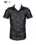 Chemise manches courtes wetlook noire Luca - Regnes