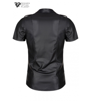 Chemise manches courtes wetlook noire Luca - Regnes