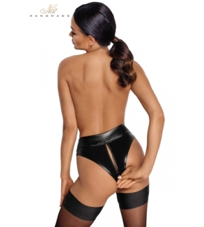 Culotte tanga zipée en wetlook F260