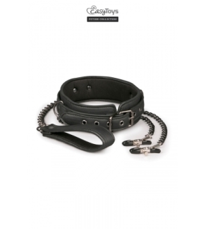 Collier cuir avec chaînes de seins - Easytoys Fetish Collection