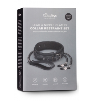 Collier cuir avec chaînes de seins - Easytoys Fetish Collection