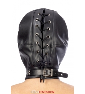 Cagoule BDSM simili cuir avec baillon amovible - Fetish Tentation