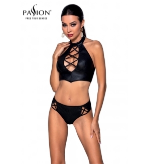 Bustier et string faux cuir Nancy - Passion