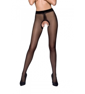 Collants ouverts couture TI022 - noir