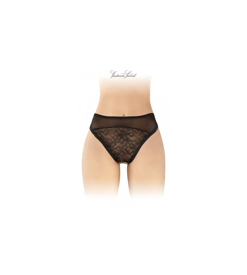 Tanga noir ouvert Ava - Fashion Secret