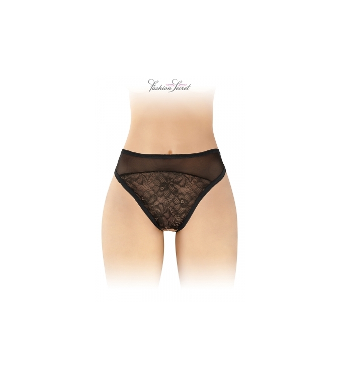 Tanga noir ouvert Ava - Fashion Secret