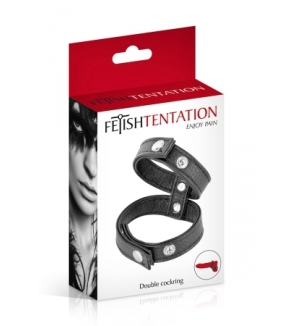 Double cockring simili cuir - Fetish Tentation