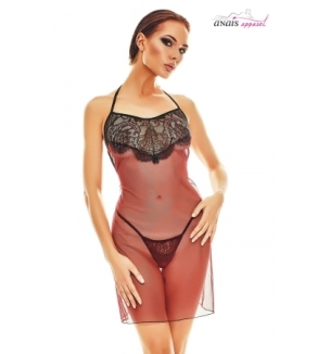 Robe lingerie rouge et noire Fantasme - Anaïs