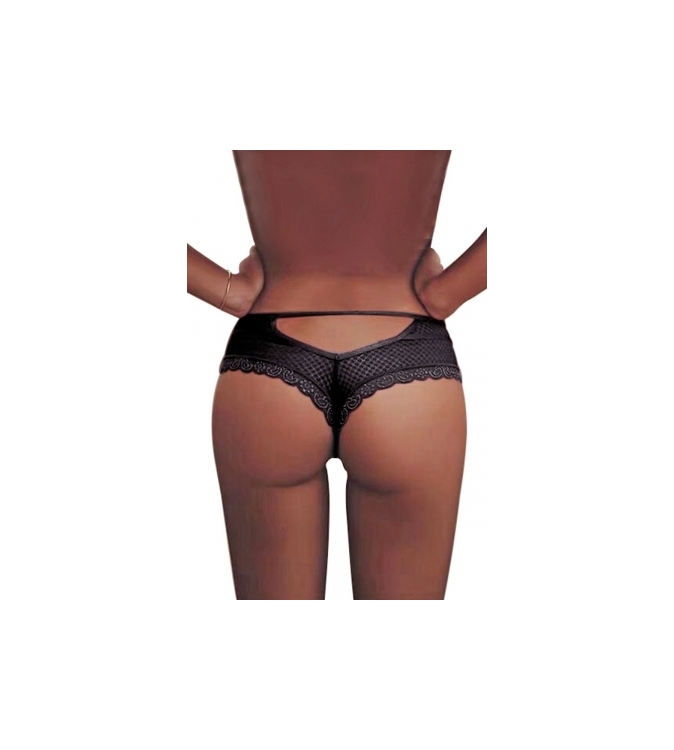 Tanga noir dentelle - Paris Hollywood