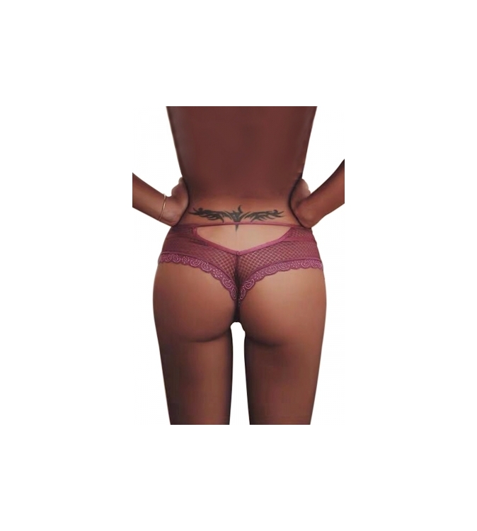 Tanga bordeaux dentelle - Paris Hollywood