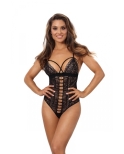 Body string tulle et dentelle noir V-10100 - Axami