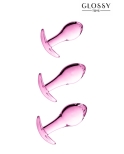 Set 3 plugs anal en verre Glossy Toys n° 17 Pink